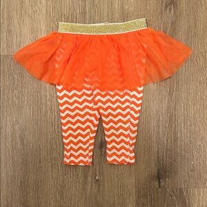 Orange Chevron Leggings with Tulle Skirt